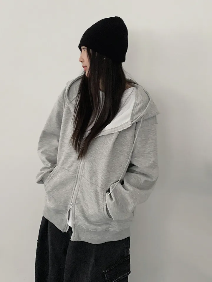 [UNISEX🖤/2사이즈선택(추가금x) 교복템,퀄보장🖤 투웨이집업 오버핏 기본 데일리 후드집업 남녀공용 커플템] 올데이투웨이후드집업 상세 이미지 25