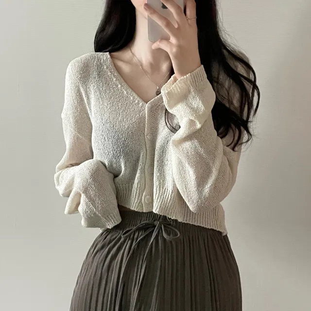 (5color)피넛 썸머 크롭 브이넥 가디건 상세 이미지 13