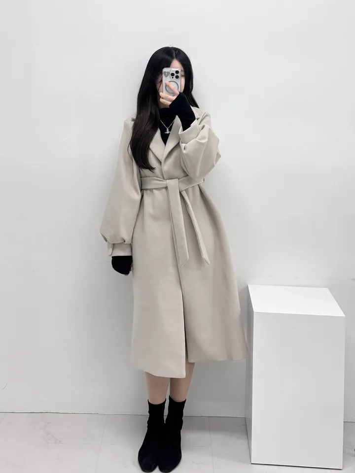 [개강룩/핏보장] 러블리 퍼프 몽글 롱 코트 울코트 (4color) 상세 이미지 11