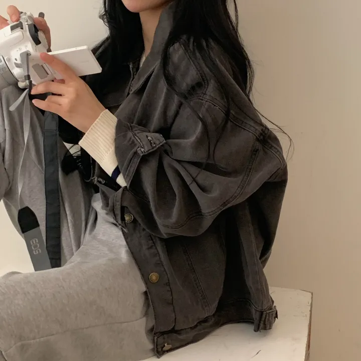 [빈티지/오버핏] 허쉬 봄,가을 루즈핏 흑청 면자켓;2col 상세 이미지 24
