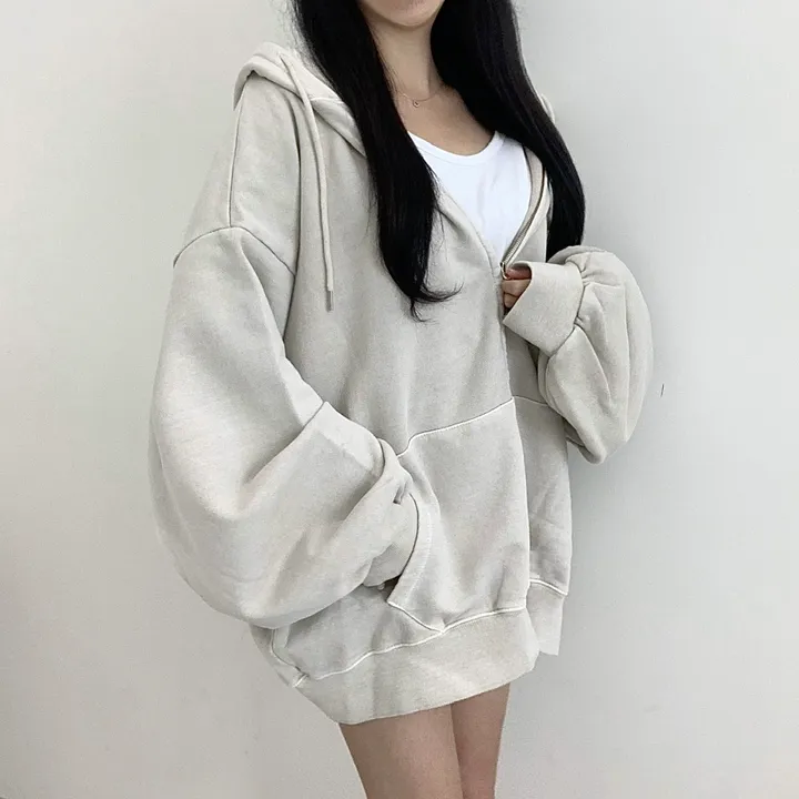 [커플템왕추천❤️/탄탄고퀄] 베이 피그먼트 쭈리 투웨이 후드집업 상세 이미지 37
