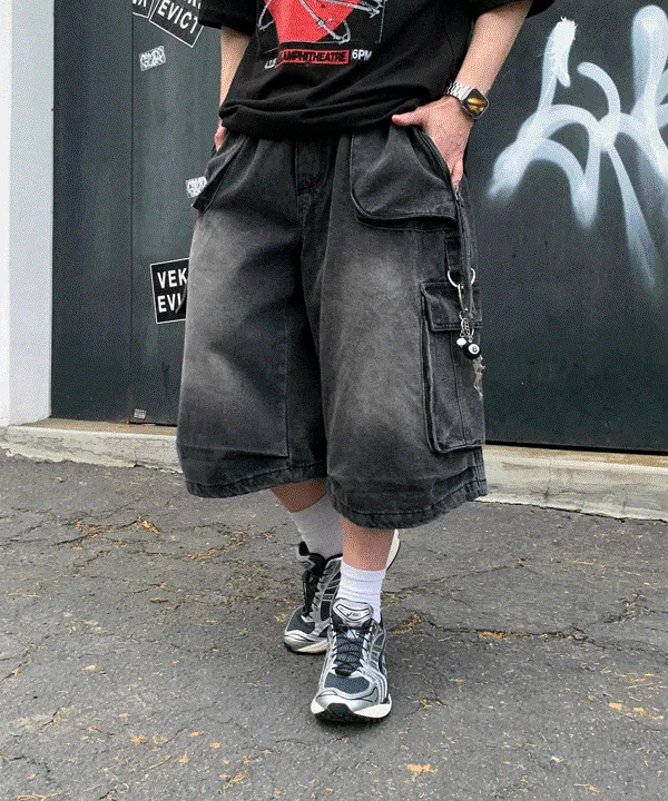 【SATIIIZ】Reves ST Carpenter Bermuda Pants SATIIIZ】Denk vintage Carpenter Bermuda denim pants (SATiiiZ