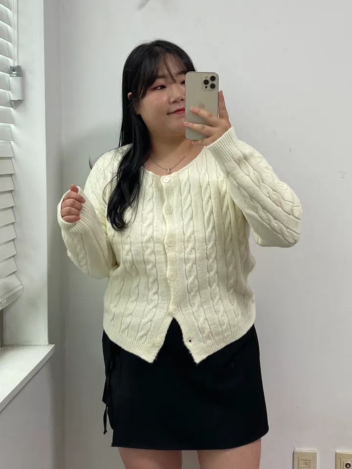 🚀당일출발🚀빠른배송📦 [~110size/빅사이즈] 라운드넥 꽈배기 도톰 단추 니트 가디건 상세 이미지 37