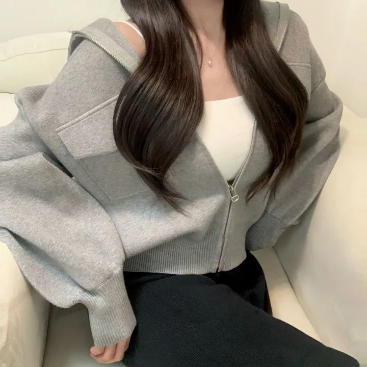 봄신상 고퀄리티 벌룬소매 아방핏 집업니트가디건  4COLOR 상세 이미지 18