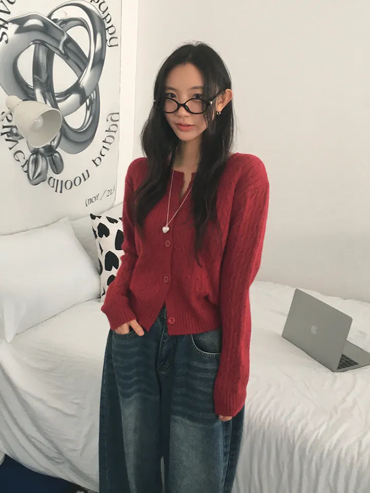 [전컬러입고!/고퀄!후기극찬❣️폭닥 케이블 꽈배기 단추니트가디건 여유핏!] 피오케이블꽈니트가디건 상세 이미지 21