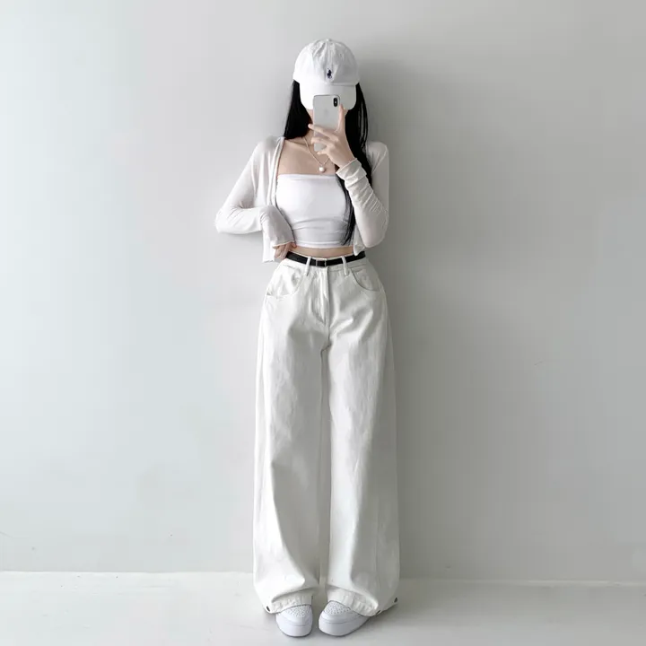 [스냅핀턱🖤/기장선택/핏보장/컬러 추가!] 스노우 4계절 폴딩 사이드 핀턱 하이웨스트 롱와이드 팬츠 히든밴딩 밑단 스냅 비조 버튼 코튼 면바지 와이드 조거 바지 키작녀 키큰녀 상세 이미지 8