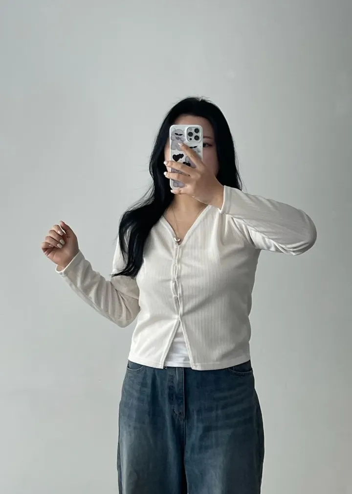 [2사이즈] 색감굿@ 가디건 브이넥 레이어드 여리핏 빅사이즈 크롭 봄옷  통통 베이직 꾸안꾸 상세 이미지 66