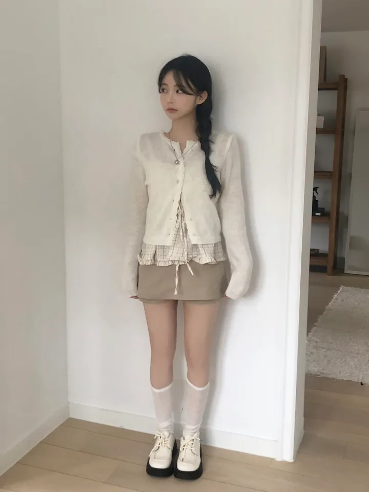 [레이어드템!]러블리 체크 리본 뷔스티에 나시 블라우스 2color 상세 이미지 24
