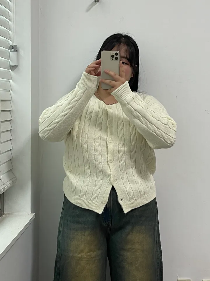 🚀당일출발🚀빠른배송📦 [~110size/빅사이즈] 라운드넥 꽈배기 도톰 단추 니트 가디건 상세 이미지 32
