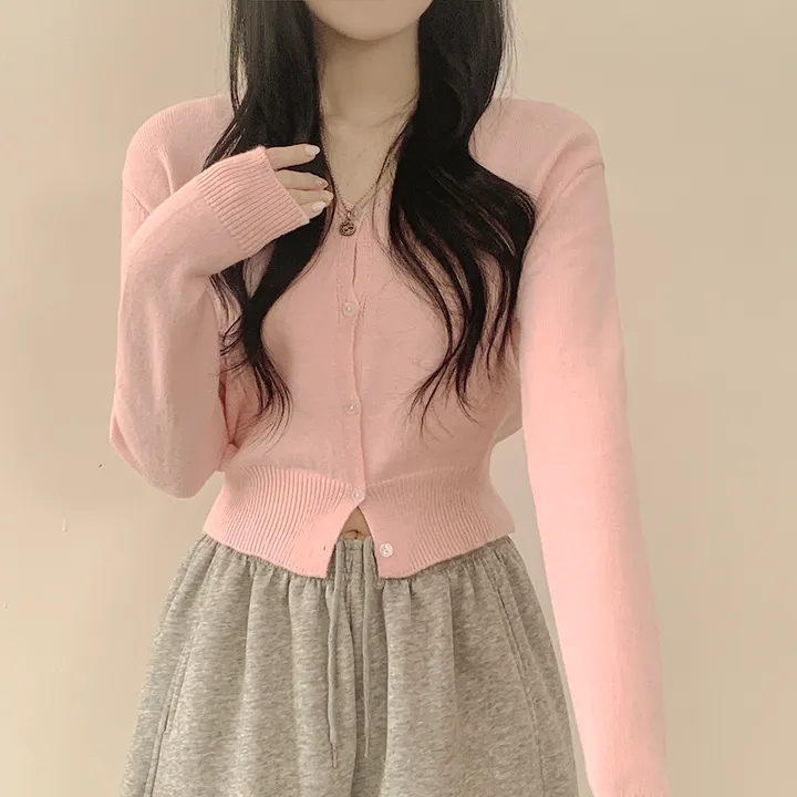 [울100✨허리잘록핏!] 크롭 브이넥 니트 파스텔 봄가디건 상세 이미지 15