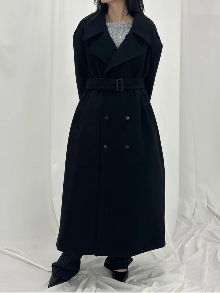[Unisex] Mael maxi coat (3co) / 울 오버 루즈핏 누빔 안감 벨트 맥시 코트 상세 이미지 32