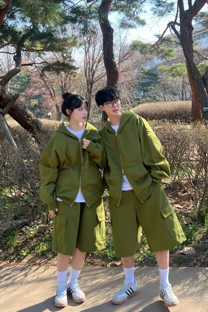 🌼당일출고🌼💗2000장 돌파💗[고퀄 핏대박/7Color/신상] 빅사이즈 투웨이 후드집업 카고 버뮤다 팬츠 트레이닝 세트 커플룩 시밀러룩 오버핏 꾸안꾸 트레이닝복 상세 이미지 14