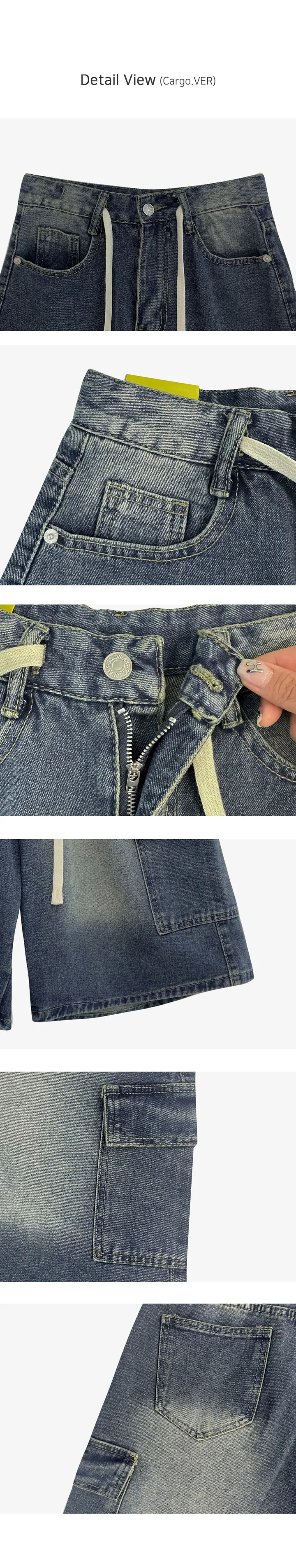 [버뮤다입문👖S~XL] *허리조절* 빈티지 워싱 카고 데님 버뮤다 반바지 5부 숏 팬츠 봄 간절기 청바지 썸머 하프 바지 스트랩 y2k 하이웨스트 하체커버4type 상세 이미지 45