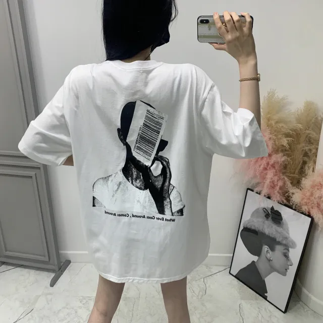 페이스 바코드 나염 박스 반팔티셔츠 상세 이미지 7