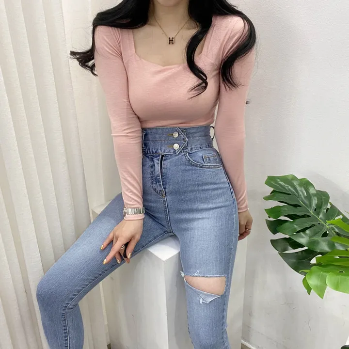 🚀당일발송🚀[묶음할인/기본템] 봄 가을 알프 셀리 스퀘어넥 긴팔 티셔츠 이너티 상세 이미지 21