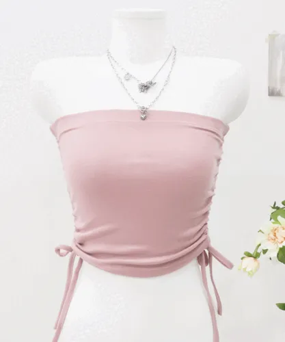 [*❤최저가] 더블 스트링 일자 셔링 나시 크롭탑 레이어드나시 튜브탑 탱크탑 꾸안꾸 레이어드룩 데일리나시탑 여친룩 데이트룩 5color