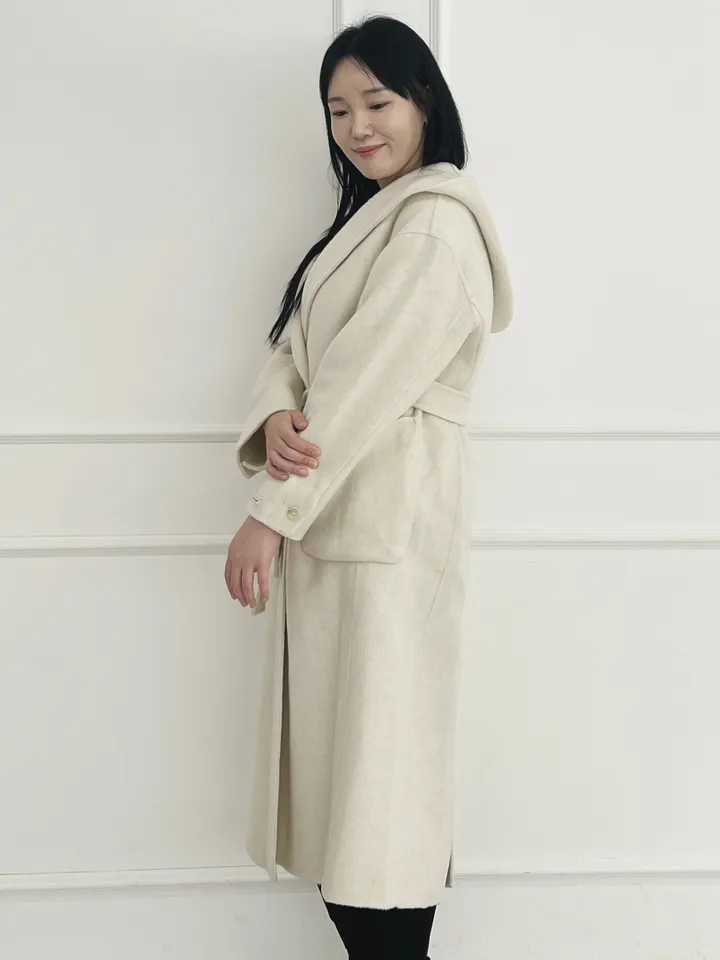 자체제작 원단부터 다른 핸드메이드 양모 후드코트 리얼빅사이즈, 가벼운코트,연말룩, 하객룩 110까지 상세 이미지 9