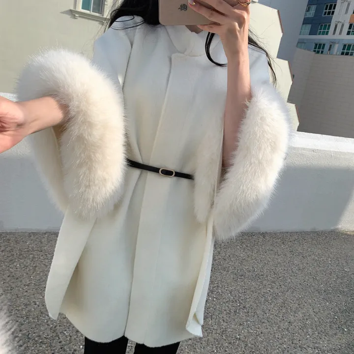 ❤주문폭주❤캐시 폭스퍼 케이프 코트(퍼 탈부착) 상세 이미지 3