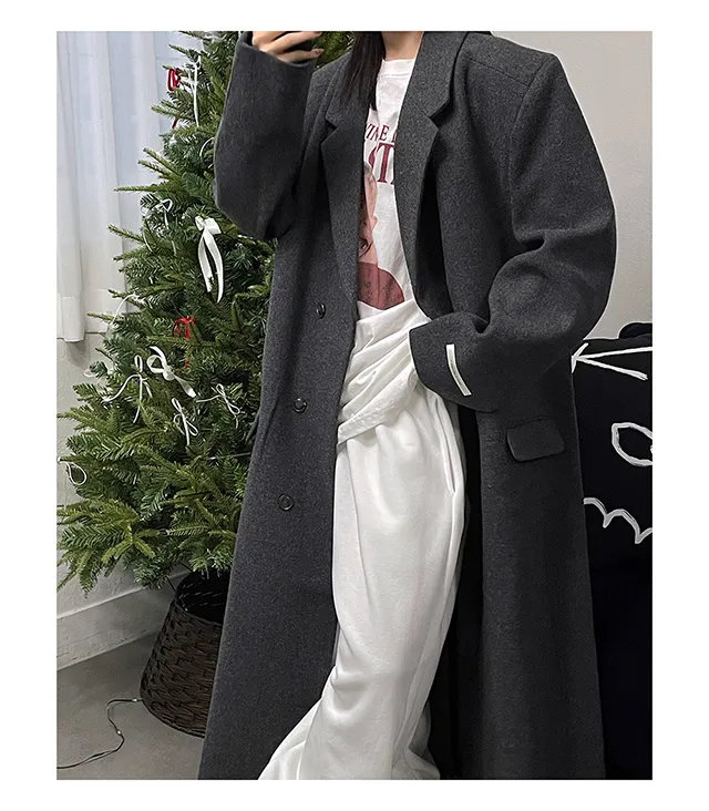 (Unisex) 카민 히든 롱 코트 (3color) 맥시 겨울코트 오버사이즈 울코트 남녀공용 상세 이미지 17
