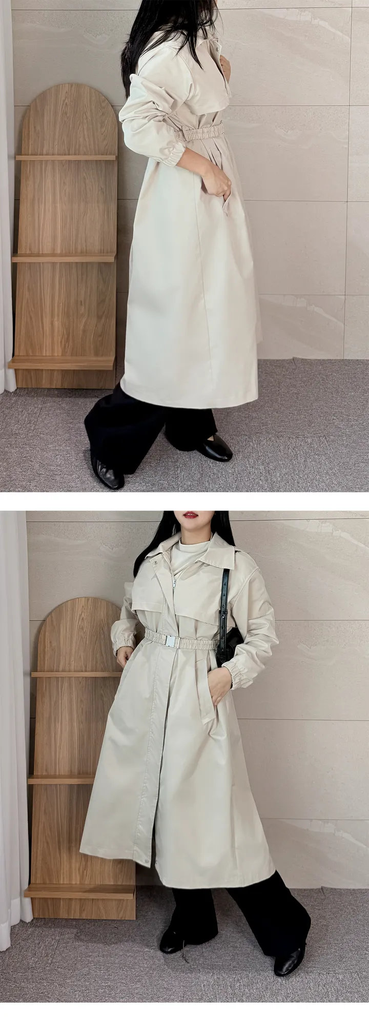 여성트렌치후드롱벨트바바리 봄트렌치바바리 상세 이미지 3