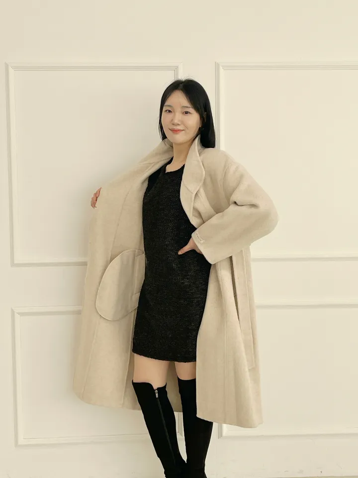 자체제작 원단부터 다른 엣지넥 양모 핸드메이드코트 빅사이즈 연말룩 하객룩 110까지 상세 이미지 9