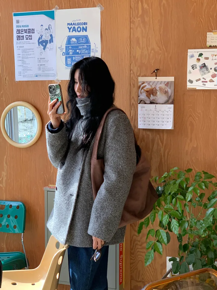 멜드 터틀넥 하프 더블 코트 상세 이미지 8