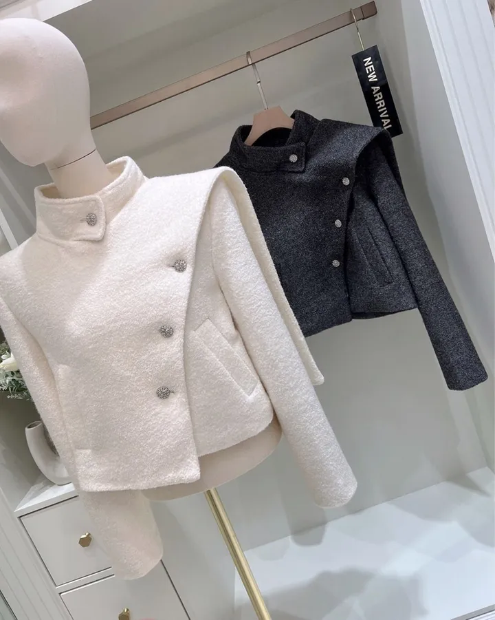 다미 프리미엄 머플러 세미 크롭 코트 (2colors) 상세 이미지 25