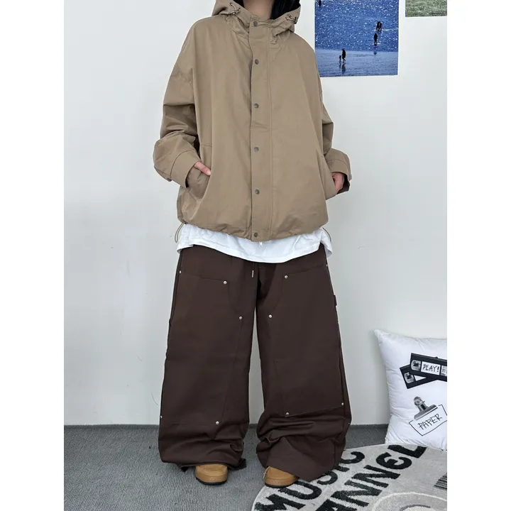 [UNISEX]라코 컬러 배색 포인트 빈티지 후드 야상 점퍼 자켓(3color) 상세 이미지 6