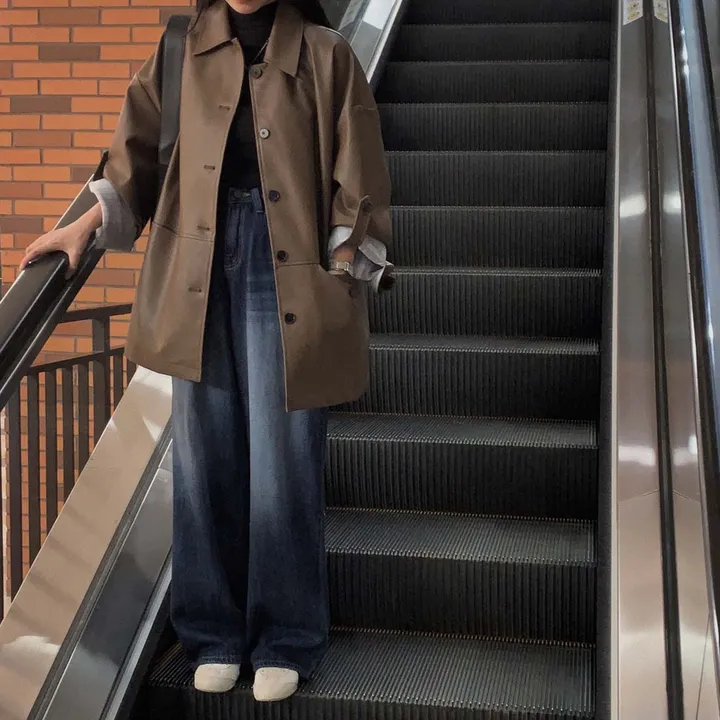 [힙덮는기장감~/블랙 당일출고🎉] 자체제작 #크치Made 오디너리 롤업 오버핏 하프 레더자켓 - jk 상세 이미지 94