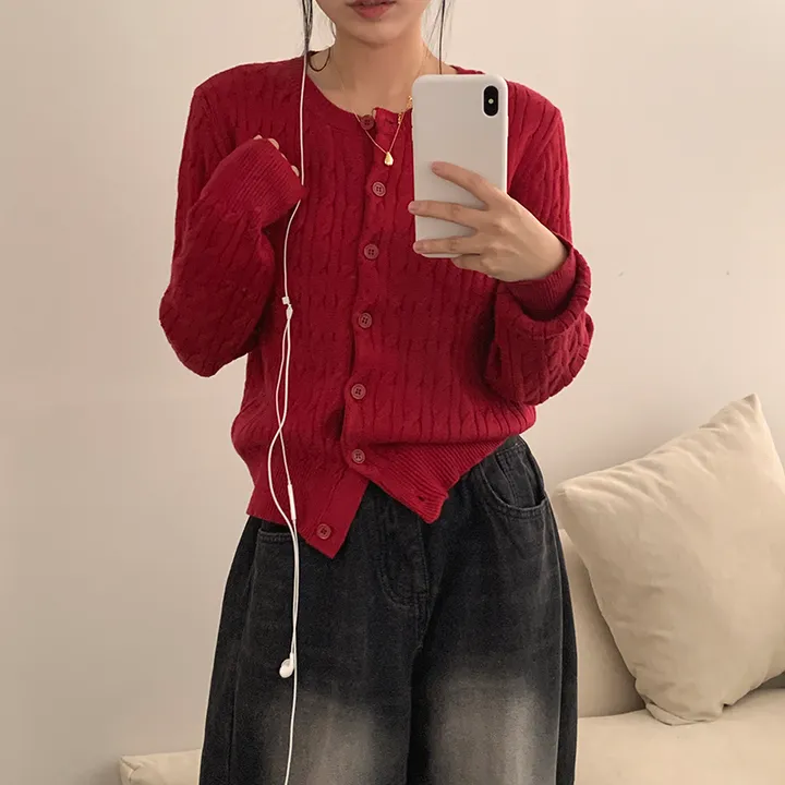 묶음할인🤍[겨울⛄️] 리즈 꽈배기 라운드 니트 가디건 상세 이미지 23