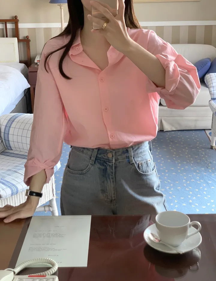 [주문폭주/당일출고] 루즈핏 파스텔 코튼 셔츠 남방 5col 봄셔츠 여름셔츠 가을셔츠 상세 이미지 24