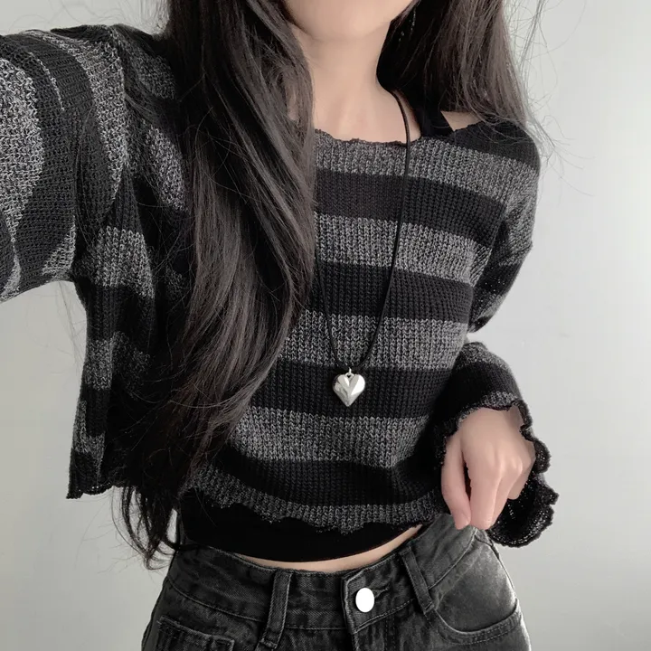 *주문폭주* [데일리힙set] 물결 단가라 니트 티셔츠 & 흑청 사이드워싱 데님 팬츠 [D1-9] 상세 이미지 4