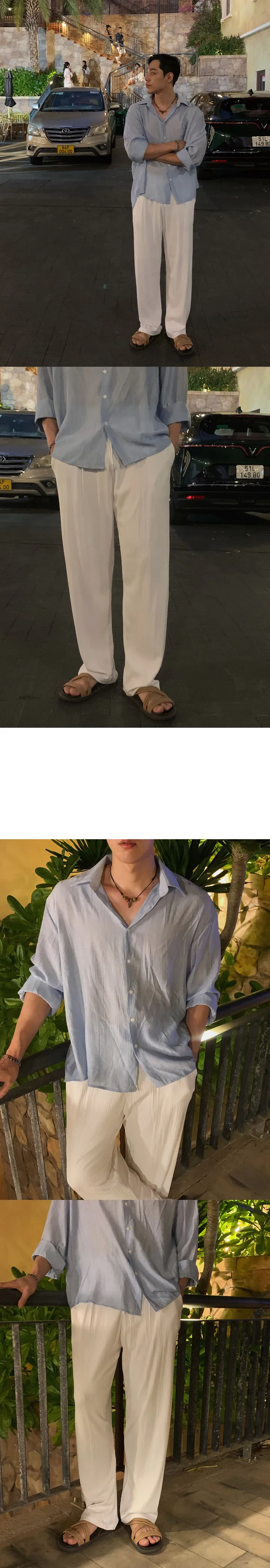 [휴양지룩/신혼여행룩/바캉스룩] 원더랜드 긴팔 여름 셔츠 3ps 비치웨어 커플룩 시밀러룩 상세 이미지 9