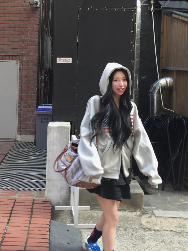 미유 아메리카 오버핏 빈티지 후드집업 상세 이미지 6