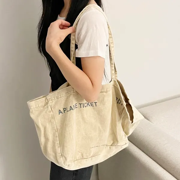 데님 레터링 빈티지 에코백 상세 이미지 26