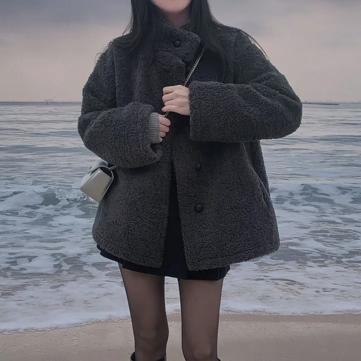 [왕아방핏🤎/주문폭주✨]후회없는 선택,푸들 양털 오버핏 하프 스웨이드 퍼자켓,코트 상세 이미지 76