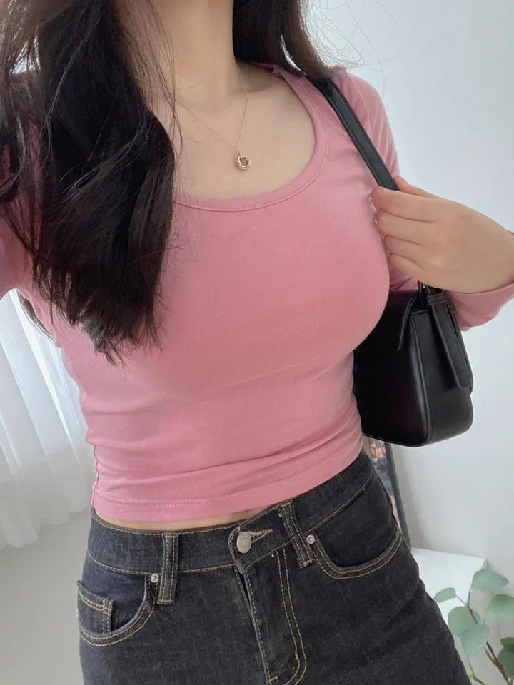 🎉6만장돌파[긴팔Ver.] 찰랑-부들 크롭 유넥 티셔츠 상세 이미지 19