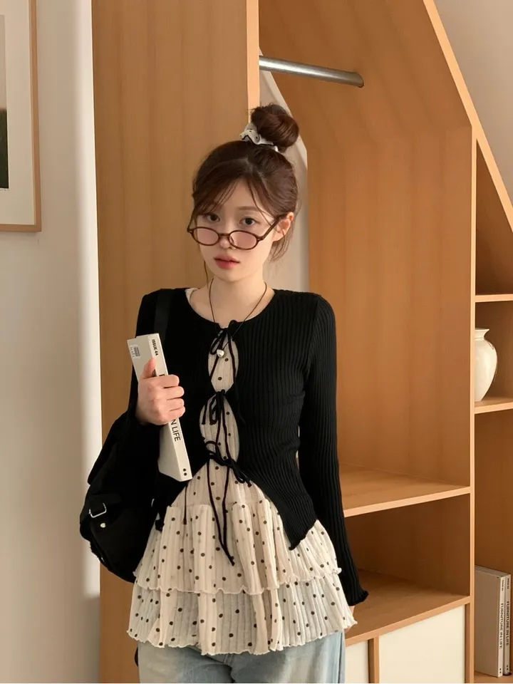 [리본스트랩ෆ허리쏘옥ෆ부드러워요]리제 여리 슬림핏 리본 트임 골지 니트 가디건 3color 상세 이미지 32