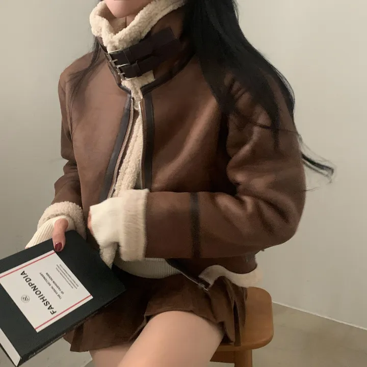 [이번주최저가!/🤎루즈핏] 샌드 양털 하이넥 크롭 무스탕 숏자켓 - 2color 상세 이미지 13