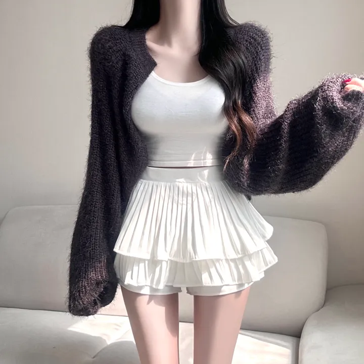 [여리핏보장!!/여친룩/9col] 보들 데일리 청순 솔잎 볼레로 가디건 벌룬핏 루즈 아방한 하찌 니트 베이직 기본 개강룩 데이트룩 봄 피크닉 간절기 벚꽃룩 러블리 세미 크롭 퍼 상세 이미지 36