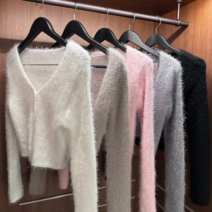 [청순여리/쓱걸치는🩷] 뽀송 앙고라 크롭 니트 가디건 겨울신상 봄가디건 (5color) 상세 이미지 12