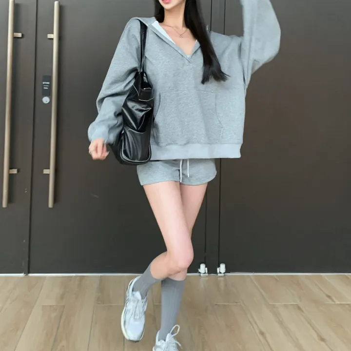 *단독제작/당일* [여름밤에도🕶/힙커버] 빅포켓 오버핏 후드티 + 반바지 set 셋업 투피스 아방핏 루즈핏 하의실종 상세 이미지 7