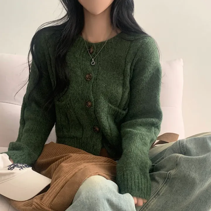 [귀여워요/보카시색감*.*] 아방 꽈배기 포켓 라운드 크롭 니트가디건 - 4color 상세 이미지 19