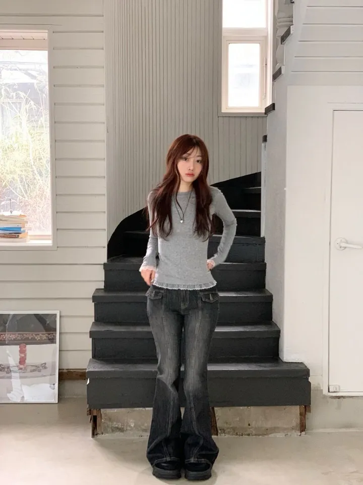 [-3kg🤍여리말라핏]사브리나 여리 레이스 레이어드 프릴 텐션 슬림핏 보트 라운드넥 롱슬리브 티셔츠 4color 상세 이미지 53