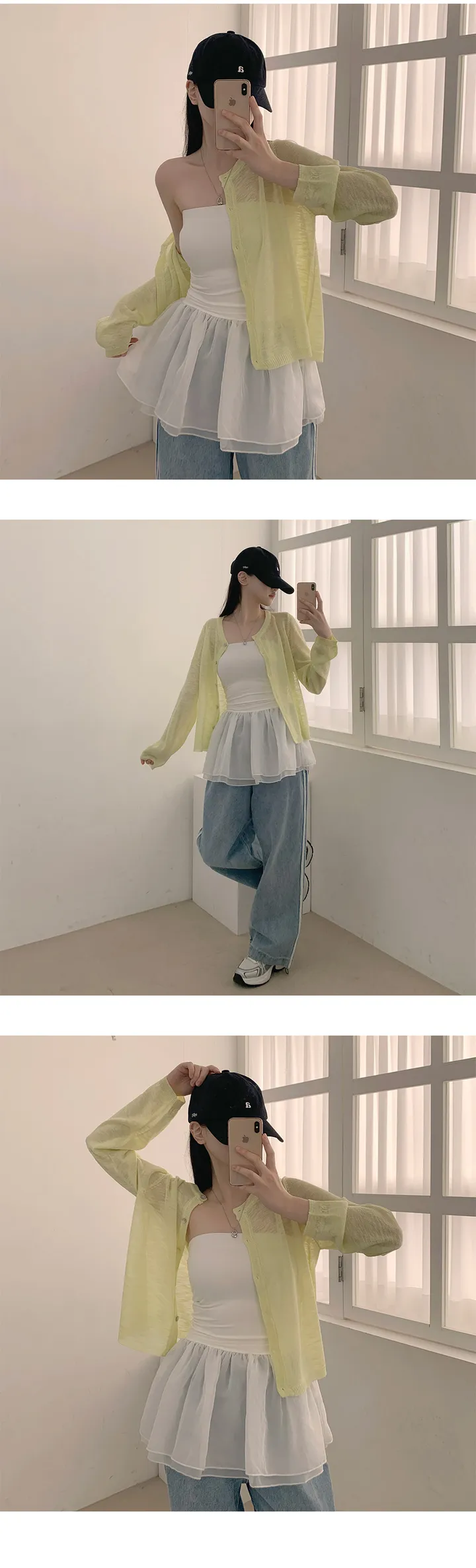 🎀리본 자수 포인트 [간절기,여름가디건/기본템/냉방병방지/살안타템] 애드 라운드넥 뒷 리본자수 루즈핏 자개 단추 봄,여름,가을 간절기 니트 가디건 7Color 상세 이미지 10