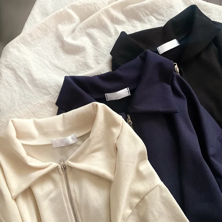[여름/예쁜데일리!] 볼륨 카라 투웨이 무지 크롭집업 반팔 3color 상세 이미지 3