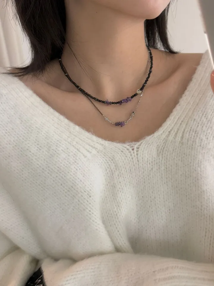 [변색X] 에이틴 원석 하프체인 목걸이 (3color) 상세 이미지 14
