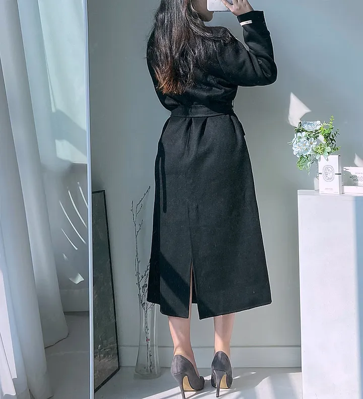 [최저가 진행! 패딩조끼 SET] 브리앙 울 90% 핸드메이드 누빔 벨트 패딩 안감 탈부착 고급 롱 코트 상세 이미지 40
