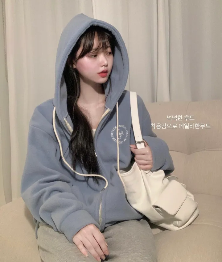 후리스 레터링 더비 투웨이 후드zip up -10col 상세 이미지 4