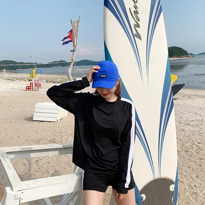 박시 배색 래쉬가드 비치웨어 ❤️리뷰1등 오버핏 체형보정 커버업 수영복 여름 물놀이 바캉스 워터밤 비키니 레쉬가드 바캉스룩 여름옷 오버핏래쉬가드 상세 이미지 15